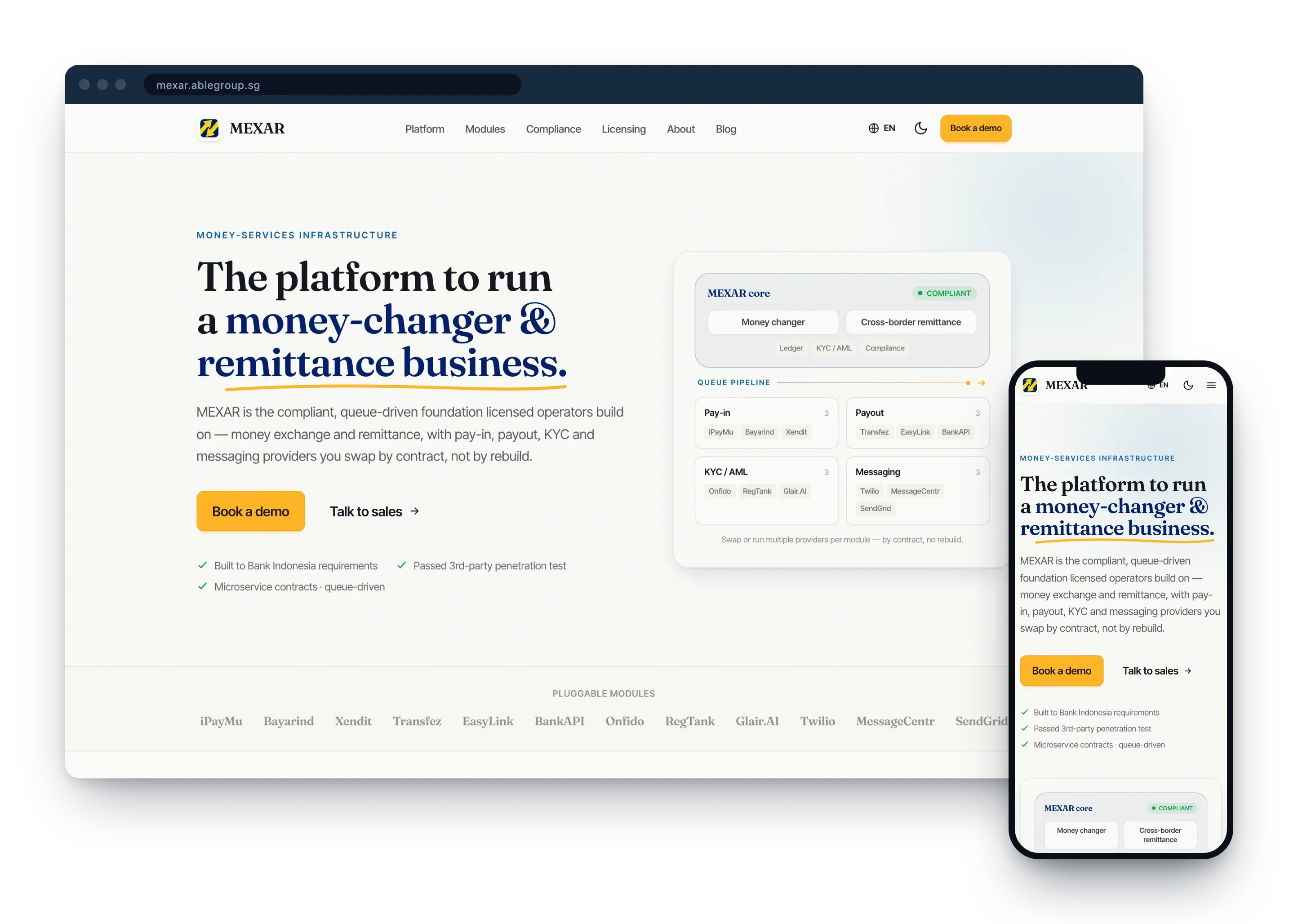 MEXAR official website landing page