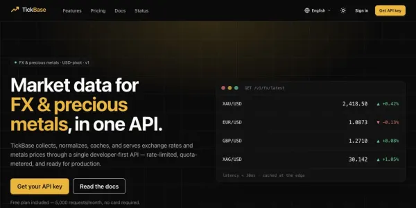 TickBase market data API landing page