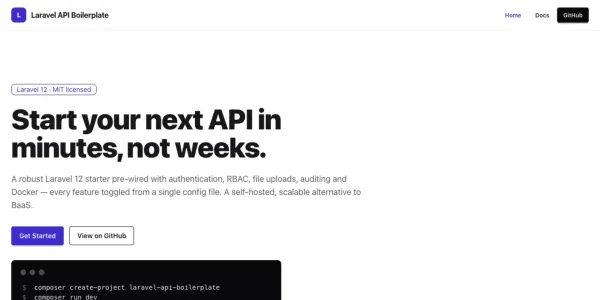 Laravel API Boilerplate landing page